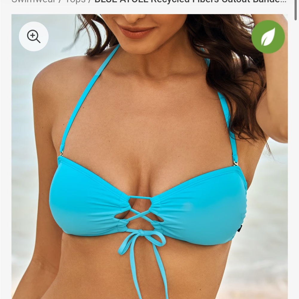 La vie en rose Blue atoll cut out bandeau bikini top